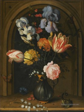  FLEURI Tableaux - Balthasar Van Der Ast Nature morte d’iris columbines tulipes roses et muguet Fleuring